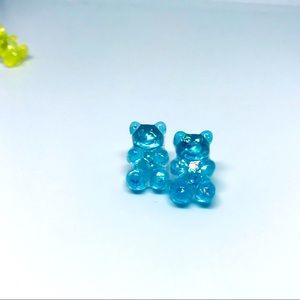 Gummy Bear Pearlized Blue Stud Earrings Handmade